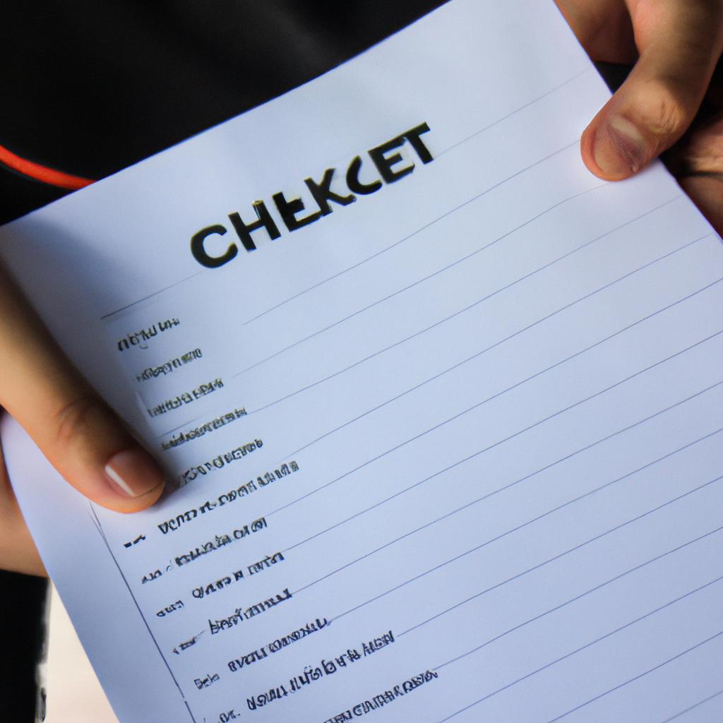 Person holding a checklist document